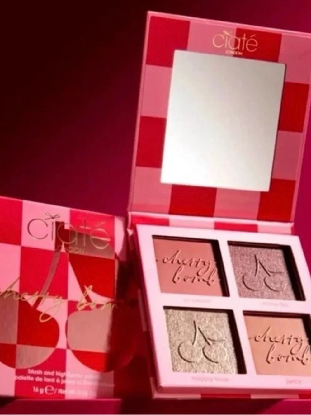 NIB Ciate London Cherry Bomb Blush & Highlight Palette